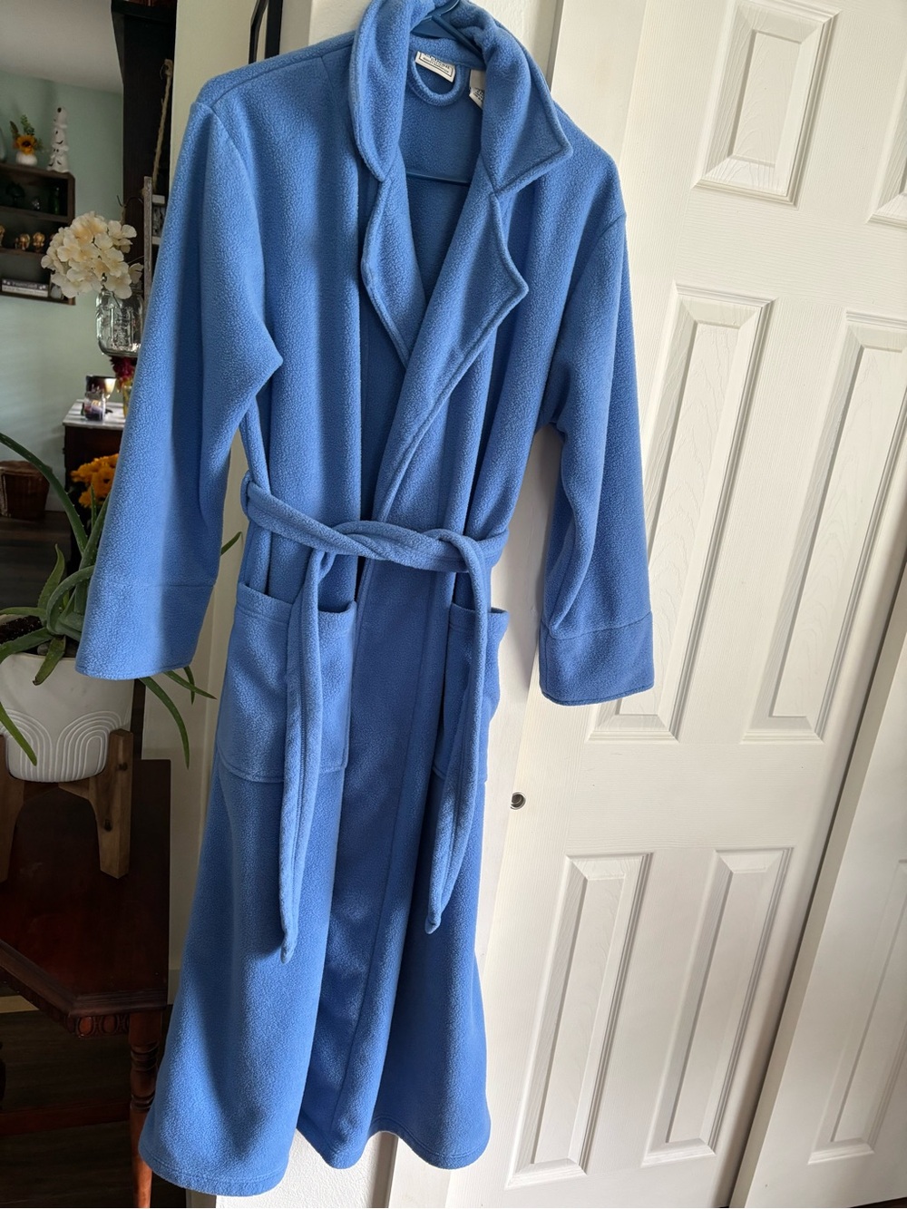 L.L. Bean Sky Blue Fleece Trench Robe with Belt
